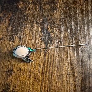 Vintage Judith Jack Sterling Silver Hat Pin Enamel Marcasite